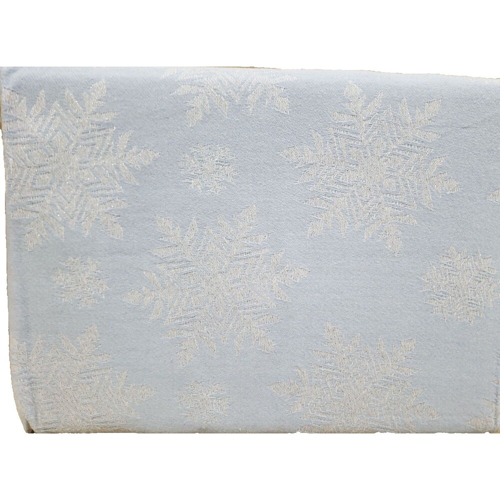 Jacquard Fabric Kitchen Tablecloth,60"x84"Oval, CHRISTMAS SNOWFLAKES ON BLUE,CCL